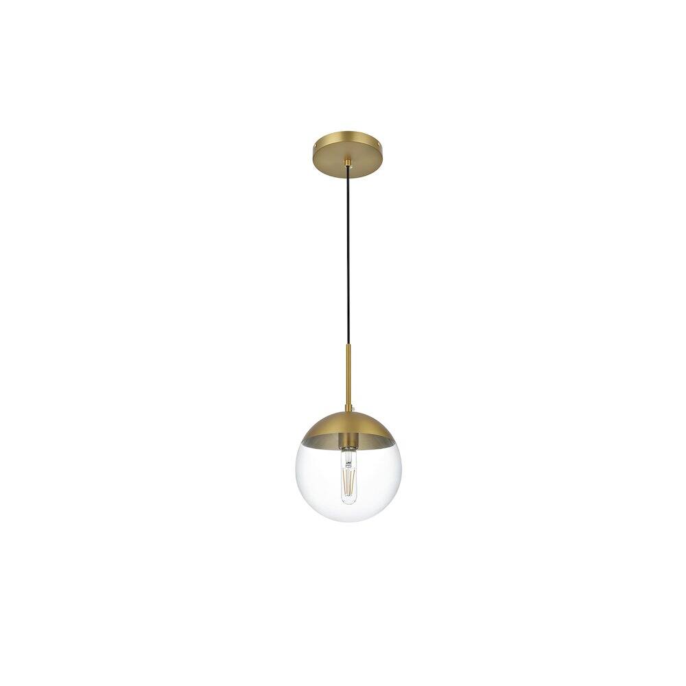 Angle. Living District - Eclipse 8 Inch Pendant Clear Shade in Chrome - Satin Gold And Clear.