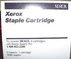 Xerox Staple Cartridge

To reorder 8R3625, 4 cartridges, call Xerox Supply Net 1-800-822-2200

Contains: 1 cartridge 5000 staples