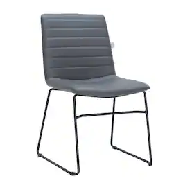 LeisureMod - Zylar Office Guest Chair with PU Leather, Foam Cushion & Stainless Steel Base - Grey Leather