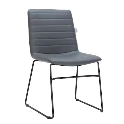 Front. LeisureMod - Zylar Office Guest Chair with PU Leather, Foam Cushion & Stainless Steel Base - Grey Leather.