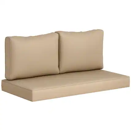 Front. Outsunny - 2 Seat Patio Furniture Cushions, 46x26x5 in, Thick Outdoor Loveseat Cushion Set with Removable Cover - Beige.