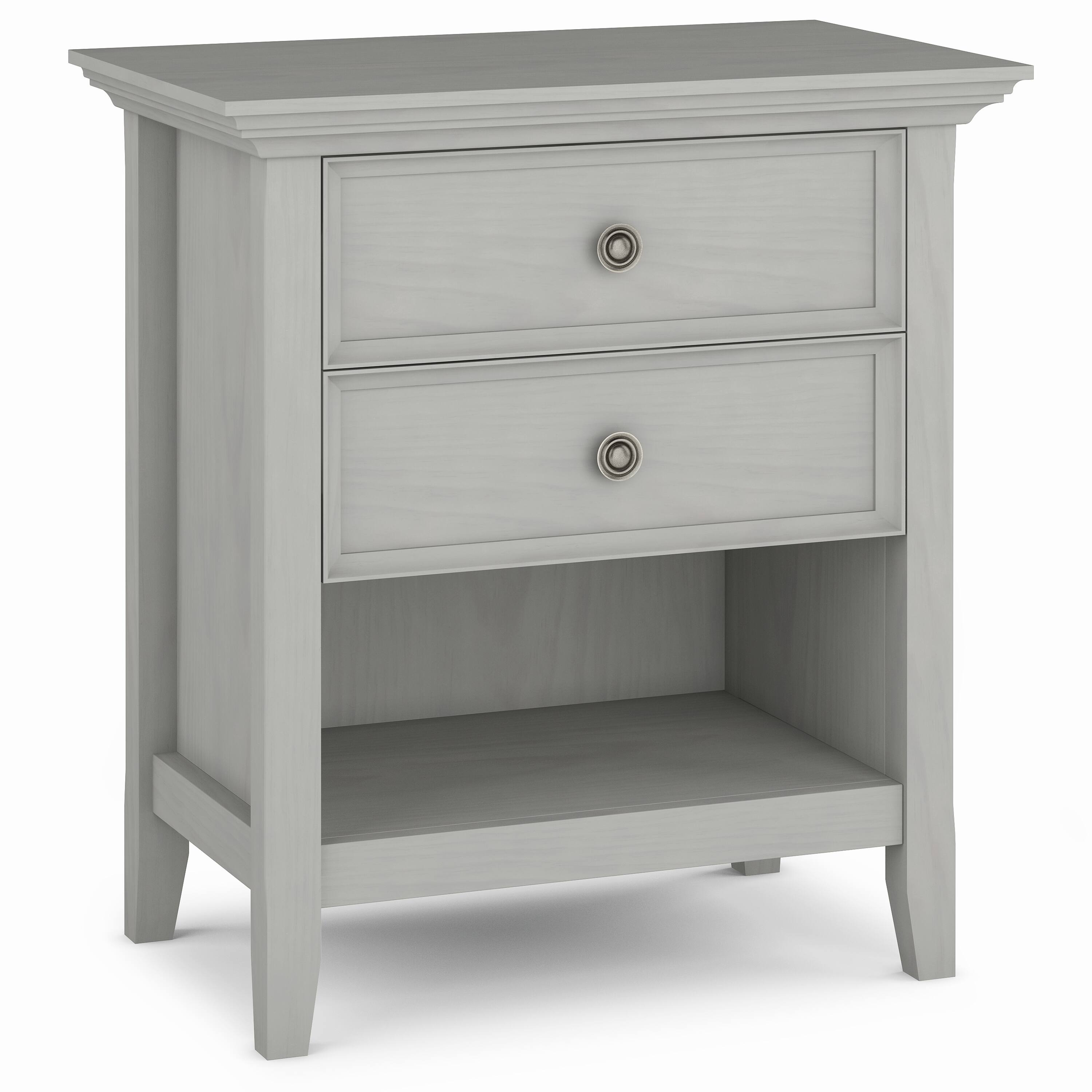 Front. Simpli Home - Amherst Bedside Table - Fog Grey.