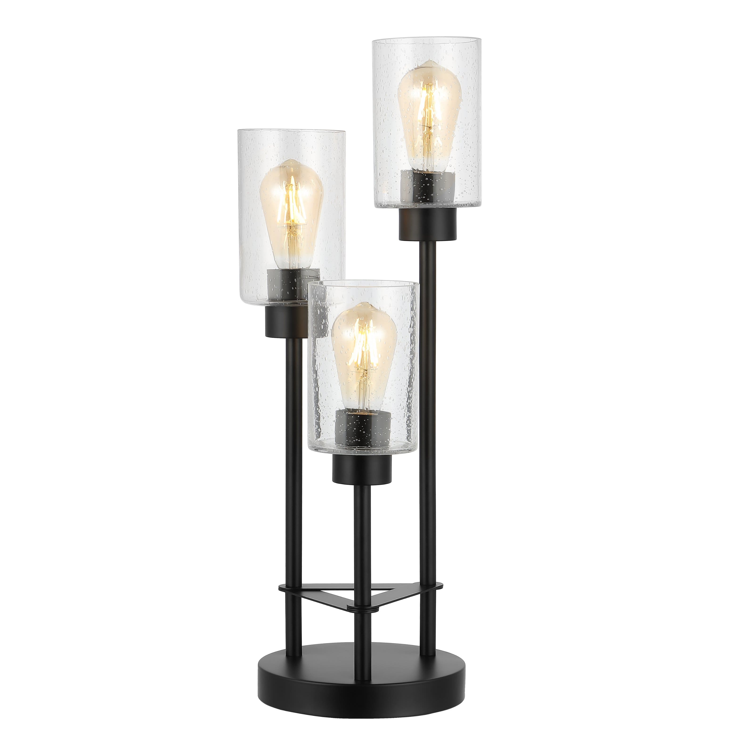 "Jonathan Y - Axel 20.5"" 3-Light Modern Contemporary Metal/Seeded Glass Cluster LED Table Lamp - Black" price history on PriceWatchPro