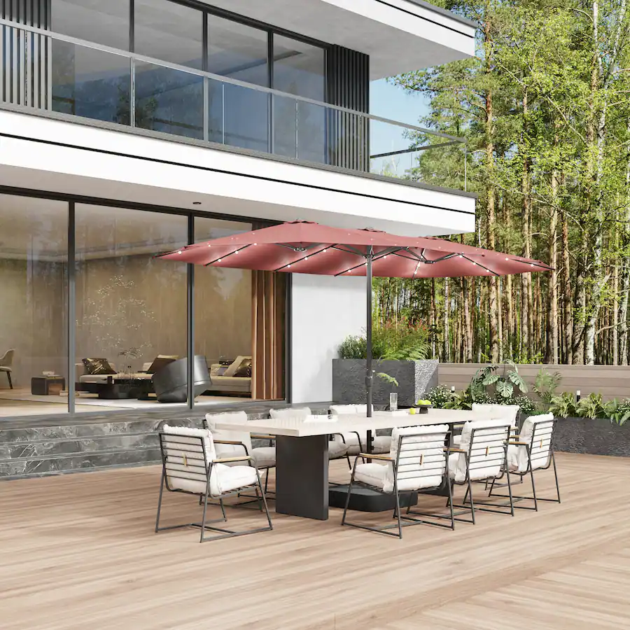 Famapy Large Rectangular Outdoor Patio Umbrella with Integrated Edge ...