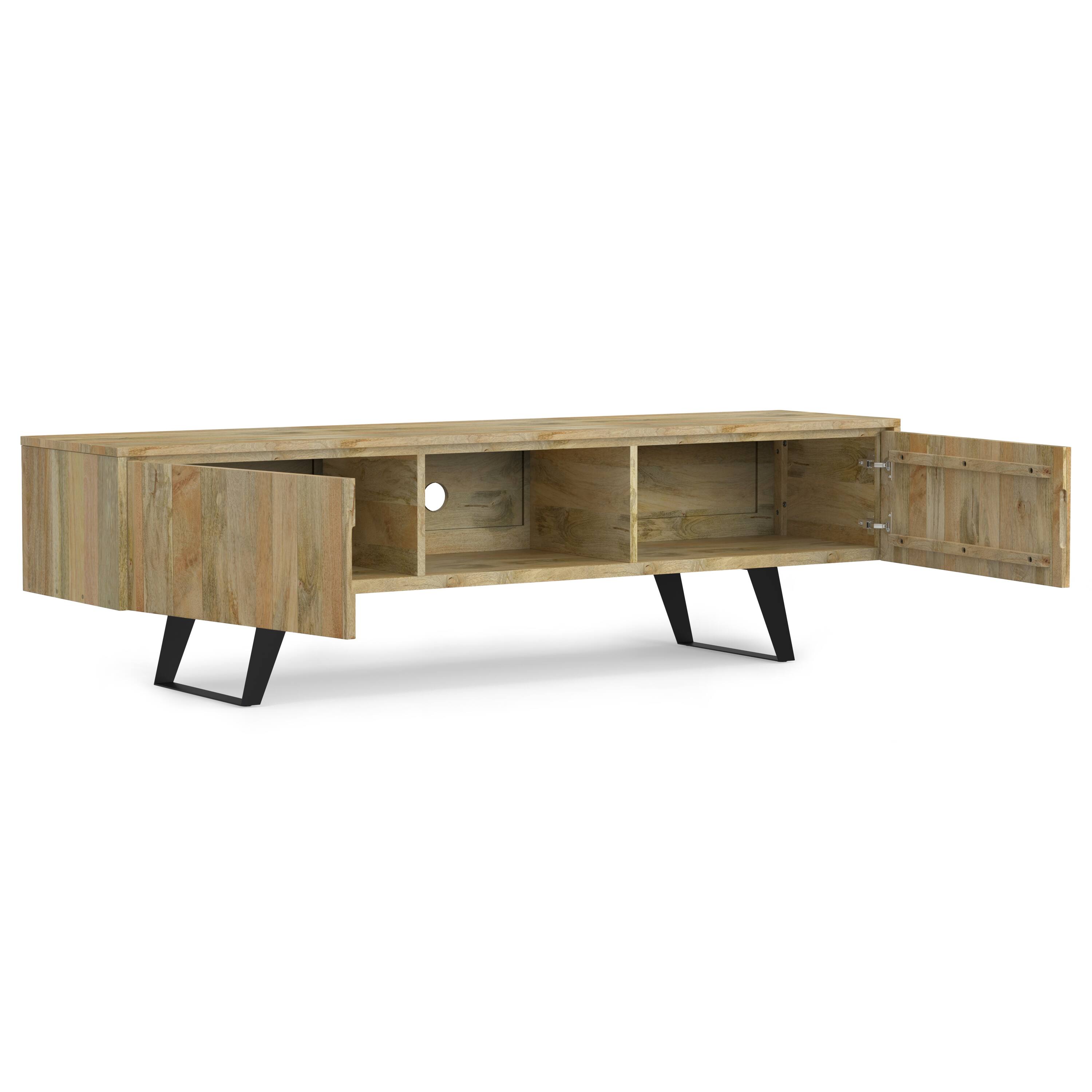 Alt View 4. Simpli Home - Lowry SOLID MANGO WOOD 72 inch TV Media Stand in Natural For TVs up to 80 inches - Natural.