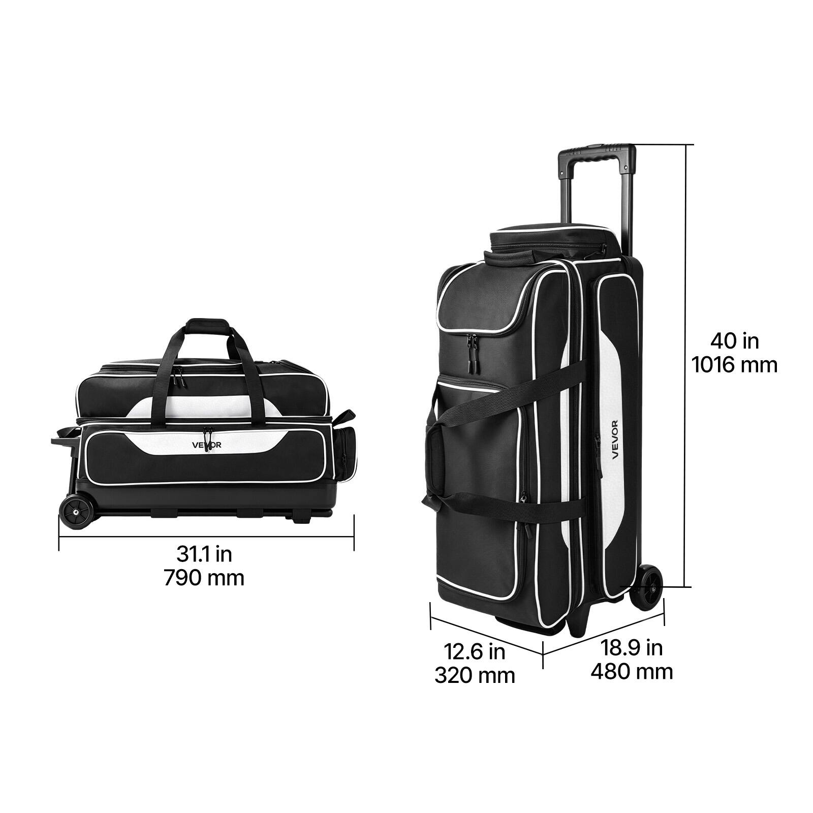 VEVOR

40 in 1016 mm

31.1 in 790 mm

12.6 in 320 mm

18.9 in 480 mm
