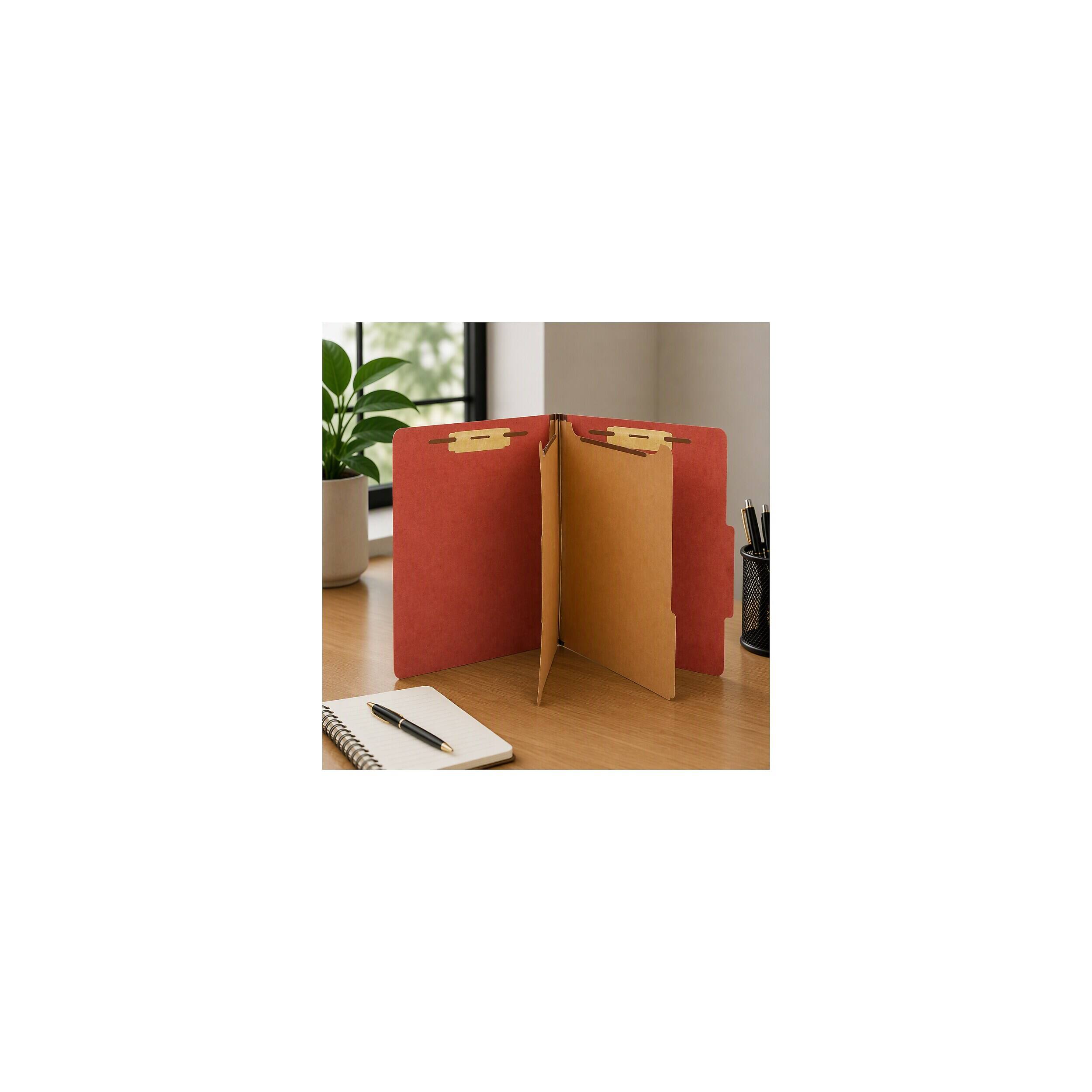 Alt View 11. Staples - Recycled Pressboard Classification Folder, 2-Dividers, 2 1/2" Expansion, Letter Size, 20/Box - Brick Red.