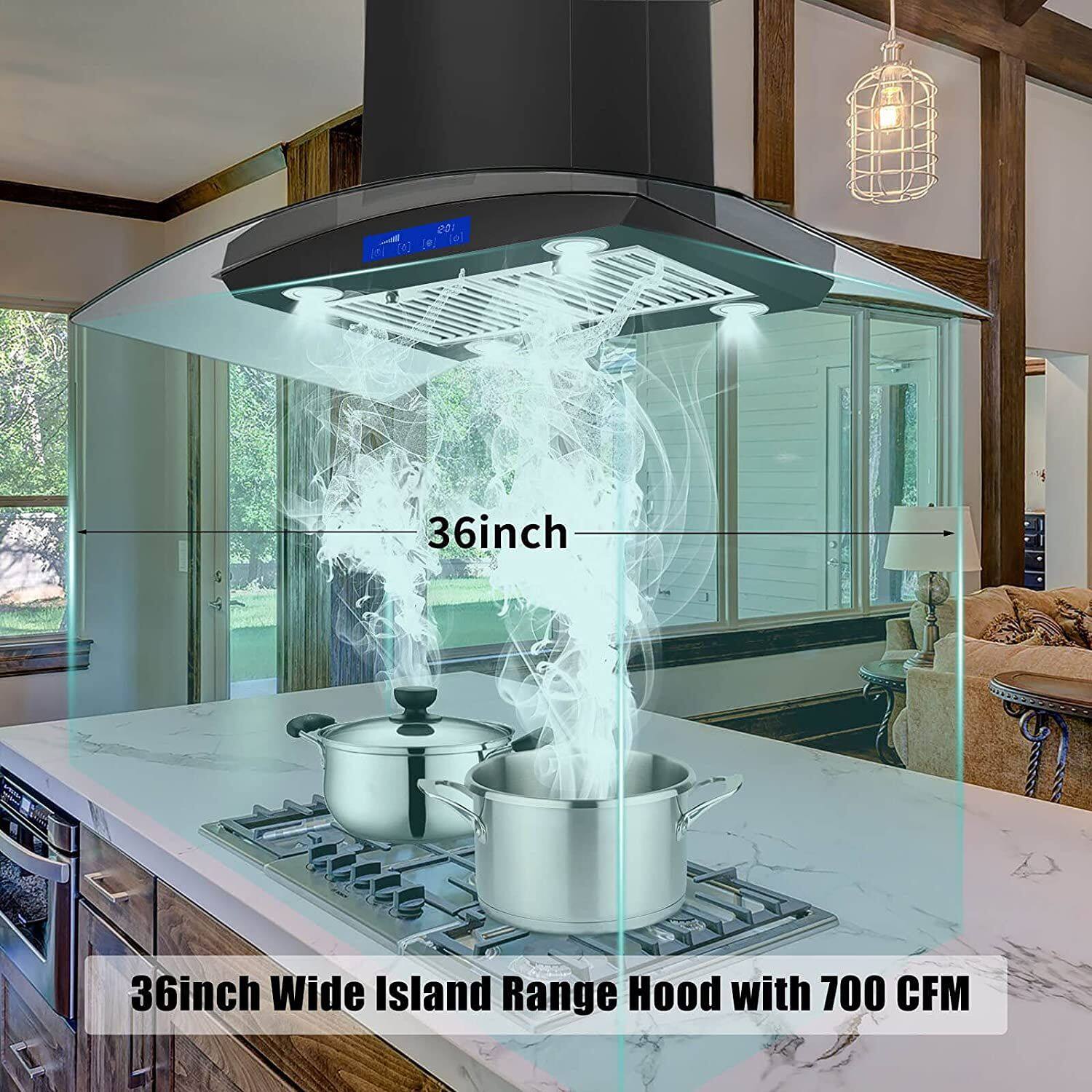 36inch Wide Island Range Hood with 700 CFM