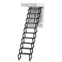 Topteng - 11-Step Electric Attic Ladder with Remote - Aluminum Folding for Loft, 500lb Capacity, Silent Hydraulic Motor - Black