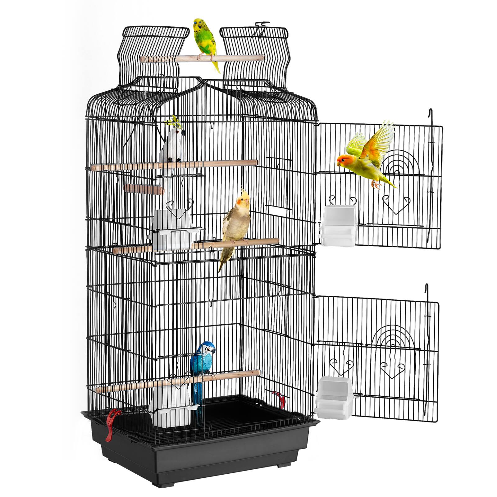 Front. VEVOR - 41-inch Open Top Large Parrot Bird Cage, Hanging Bird Cage for Parakeets Small Quaker Conures Travel Pet Flight Birdcage.