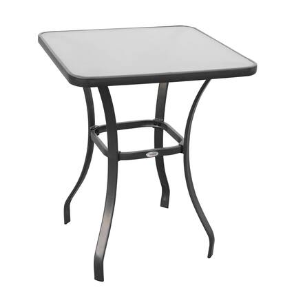 Front. Outsunny - 27" Square Bistro Table Garden Dining Table Outdoor Tempered Glass Table - Black.