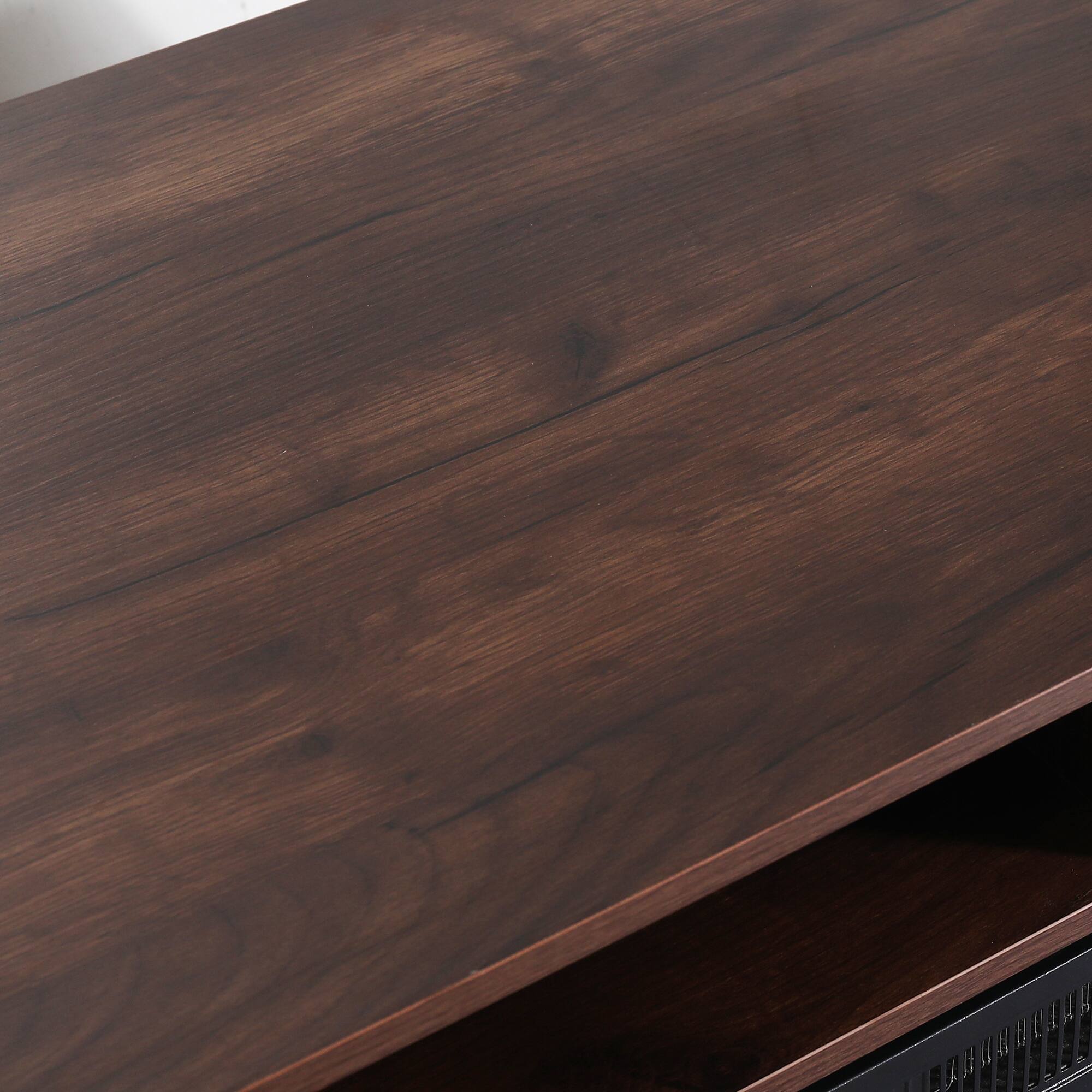 Alt View 10. Ihomeadore - 47"  Modern Minimalist Fluted Corner TV Stand Media Console with 18" Electric Fireplace for TVs up to 55" - Dark Walnut.