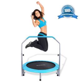 SereneLife - 40" Foldable Trampoline Adjustable Handle - Sky Blue