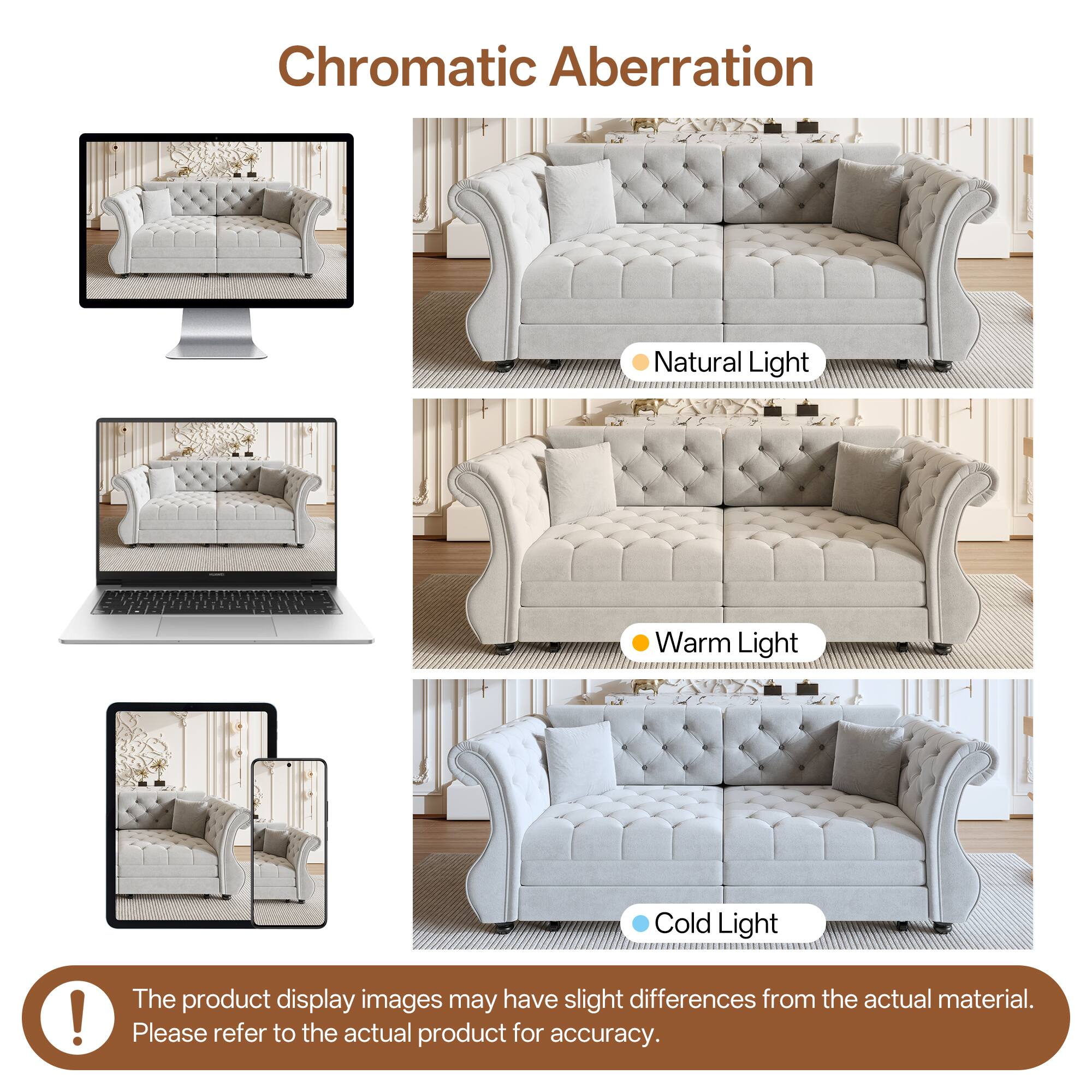 Chromatic Aberration  
Natural Light  
Warm Light  
Cold Light  

The product display images may have slight differences from the actual material. Please refer to the actual product for accuracy.