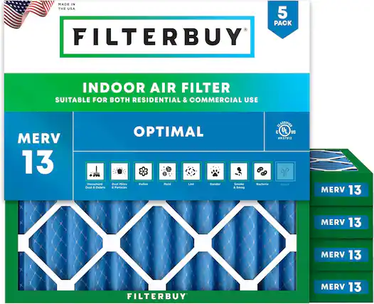 MADE IN THE USA
5 PACK FILTERBUY INDOOR AIR FILTER
SUITABLE FOR BOTH RESIDENTIAL & COMMERCIAL USE
MERV 13
Household Dust & Debris
OPTIMAL Dust Mites
Pollen
Mold
Lint
Dander
Smoke & Smog
Bacteria
Odors
CLASSIFIED C UL US #R37912
MERV 13
MERV 13
MERV 13