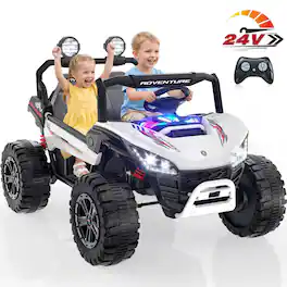 ANPABO - XXL 24V Ride on Toys for Big Kids 3-12, 2 Seater Ride on Car, 800W Kids Electric Car with Remote, Rainbow Lights - White
