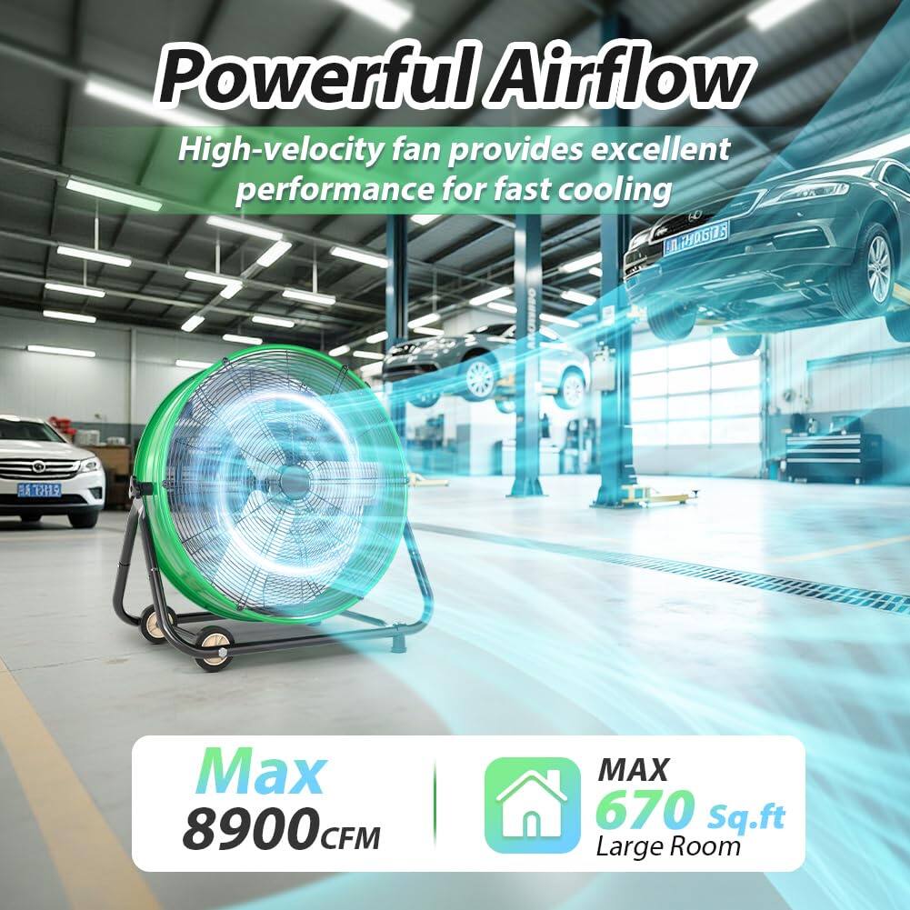 Powerful Airflow  
High-velocity fan provides excellent performance for fast cooling  

Max 8900 CFM  
Max 670 Sq.ft Large Room