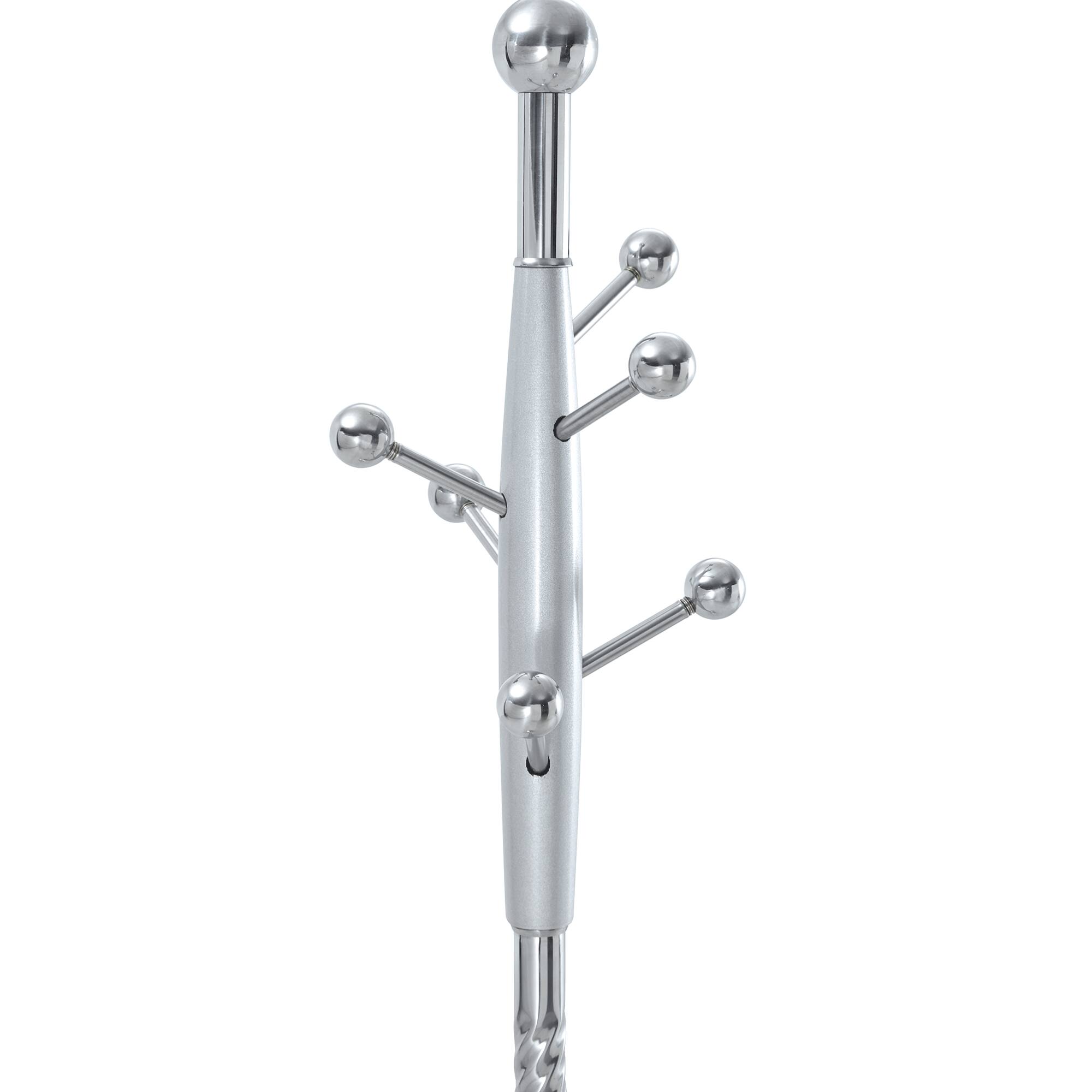 Alt View 9. GOODSILO - 72 Inch Tall Stainless Steel Free-Standing Coat Rack with Detachable Arms and Solid Wood Accents for Modern Entryway - Silver.