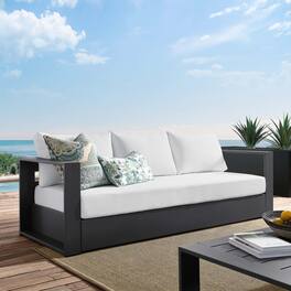 Tahoe Outdoor Patio Powder-Coated Aluminum Sofa by Modway - Gray White