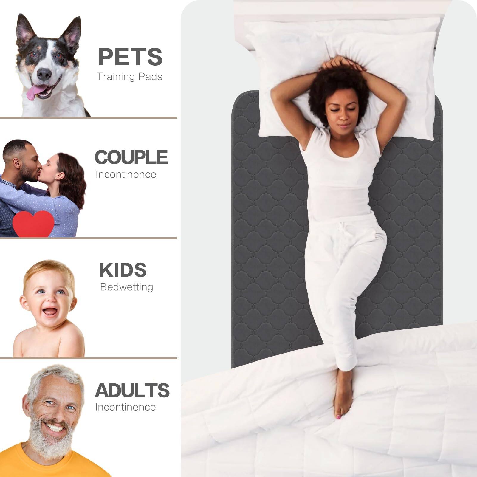 PETS  
Training Pads  

COUPLE  
Incontinence  

KIDS  
Bedwetting  

ADULTS  
Incontinence