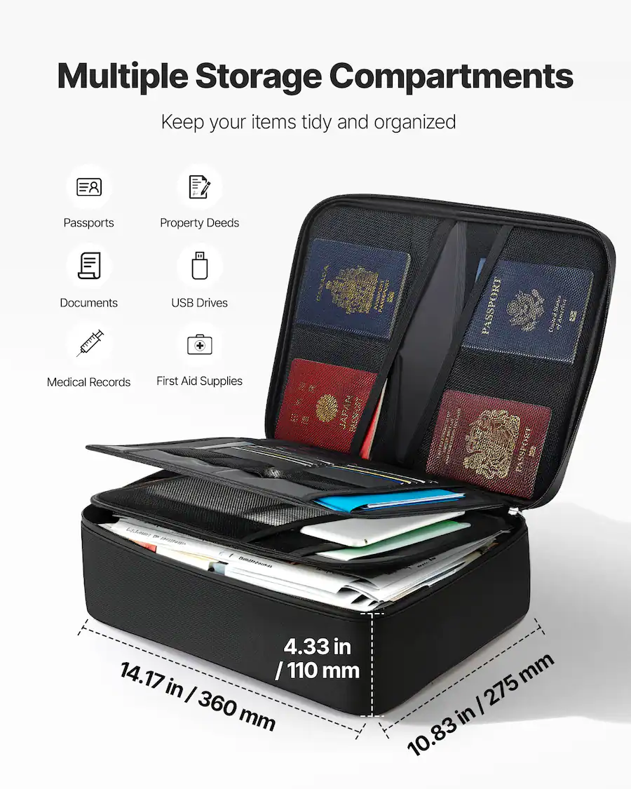 Weatherproof Document Storage Box VEVOR Fireproof Document Box, 1832 ℉ Heat Insulated Fireproof ...