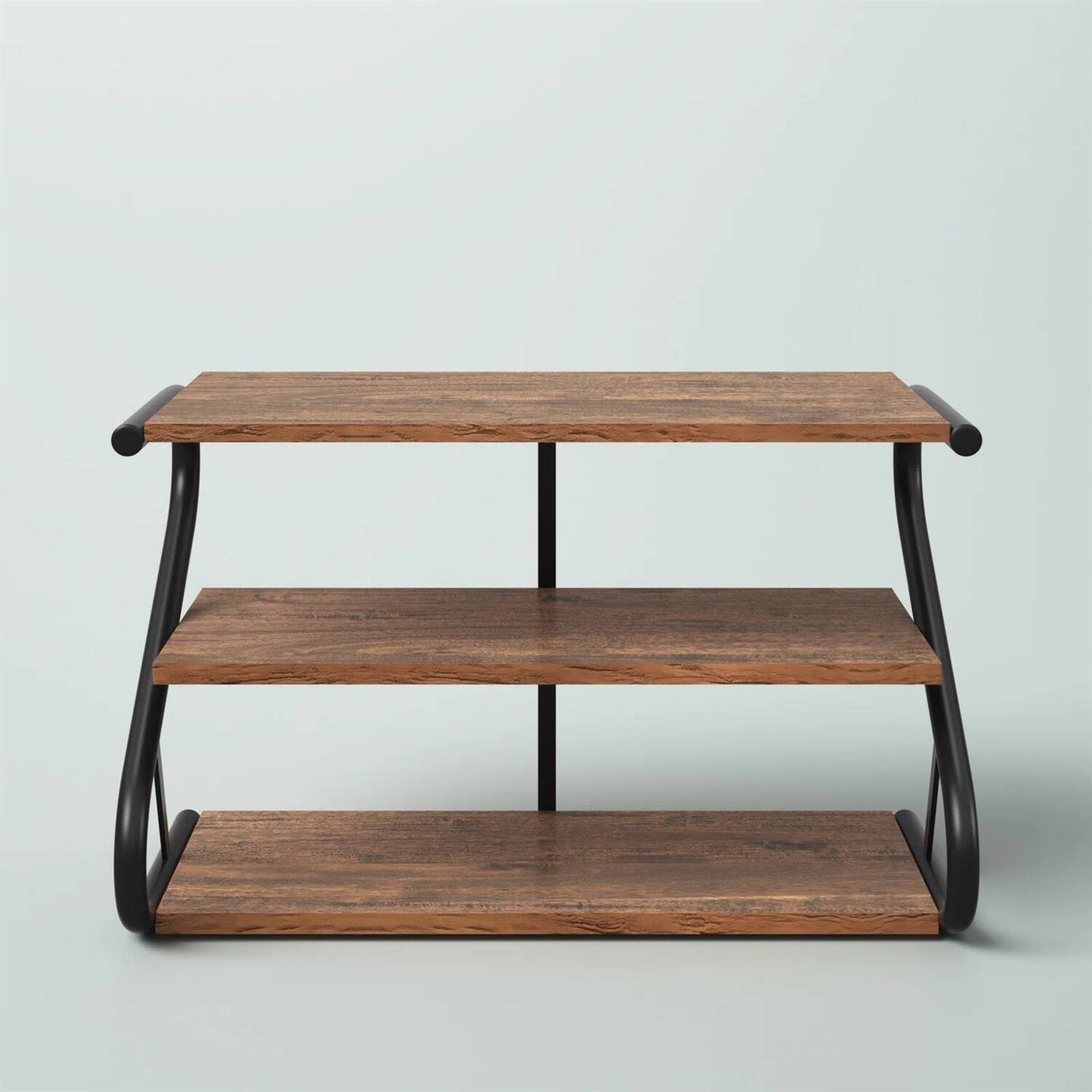 Alt View 1. Hivvago - Modern Industrial Metal Wood 3-Tier Shoe Rack - Holds up to 9 Pair of Shoes - Rustic Brown, Black.