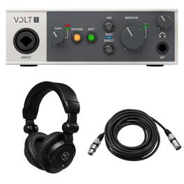 Universal Audio - Volt 1 Portable 1x2 USB Type-C Audio/MIDI Interface, Bundle with TAPH100 Monitor Headphones and 25'