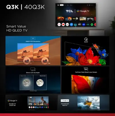 TCL 40" Class Q3K Series 1080P FHD QLED Smart TV with Google TV (2025)