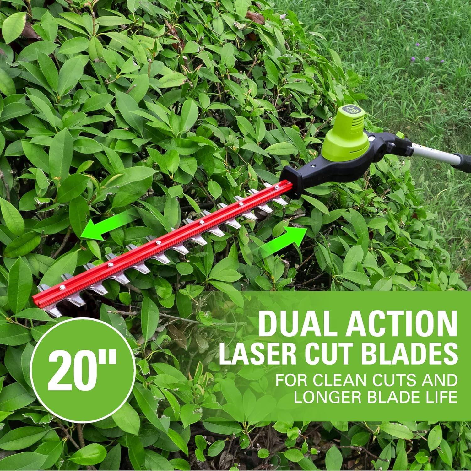 20" DUAL ACTION LASER CUT BLADES FOR CLEAN CUTS AND LONGER BLADE LIFE