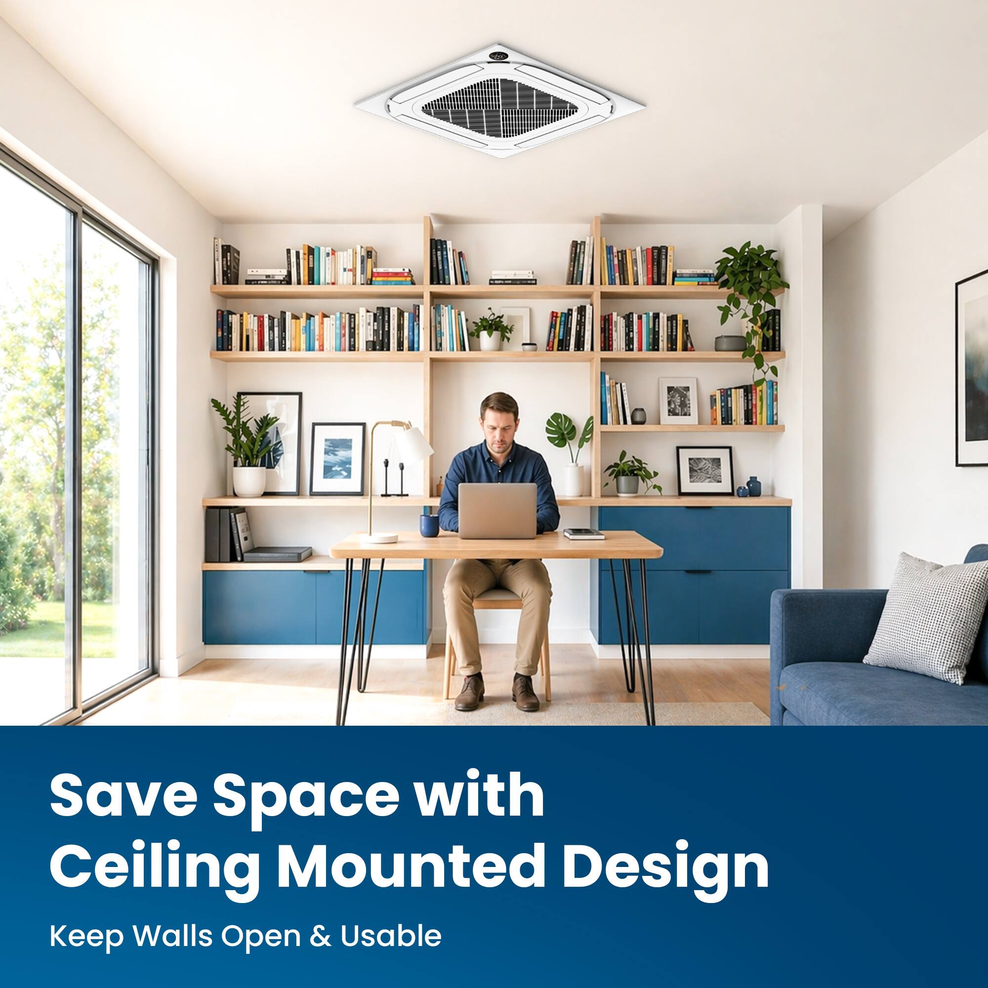 Save Space with Ceiling Mounted Design  
Keep Walls Open & Usable