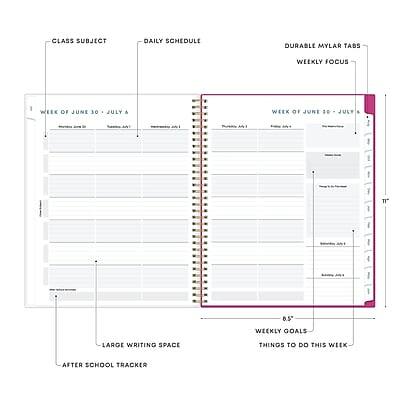 CLASS SUBJECT  
DAILY SCHEDULE  
DURABLE MYLAR TABS  
WEEKLY FOCUS  

WEEK OF JUNE 30 - JULY 6  
Monday, June 30  
Tuesday, July 1  
Wednesday, July 2  
Thursday, July 3  
Friday, July 4  
Saturday, July 5  
Sunday, July 6  

WEEK OF JUNE 30 - JULY 6  
Monday, June 30  
Tuesday, July 1  
Wednesday, July 2  
Thursday, July 3  
Friday, July 4  
Saturday, July 5  
Sunday, July 6  

LARGE WRITING SPACE  
WEEKLY GOALS  
THINGS TO DO THIS WEEK  
AFTER SCHOOL TRACKER  

8.5"