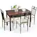Front. Costway - 5 Piece Dining Set Wood Metal Table and 4 Chairs Kitchen Breakfast Furniture - Brown.