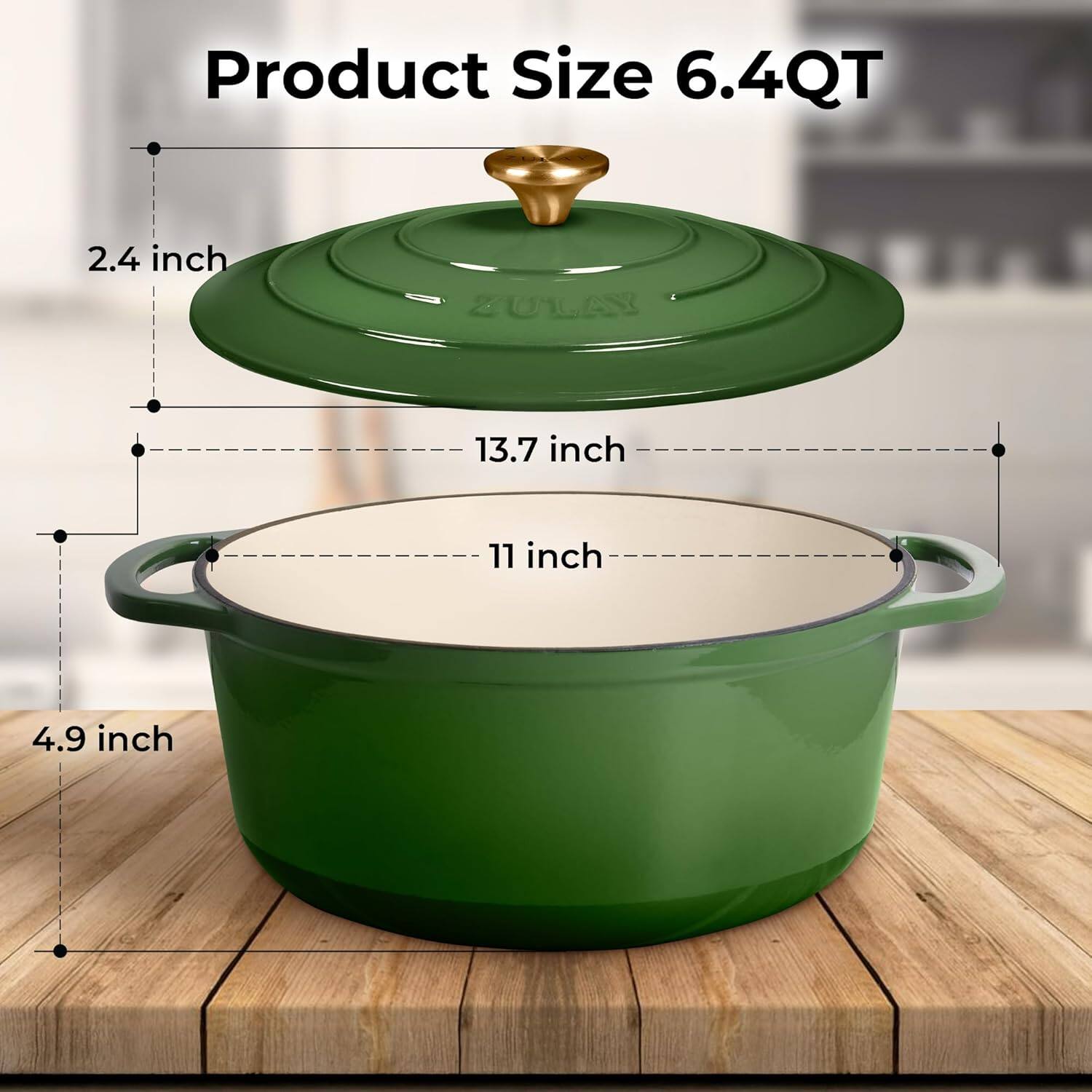 Product Size 6.4QT

- 2.4 inch
- 13.7 inch
- 11 inch
- 4.9 inch