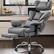 Front. Brick Attic - 500LBS Ergonomic Home Office Desk Executive Chair for Heavy Individuals, Adjustable Headrest Footrest Armrest - Grey.