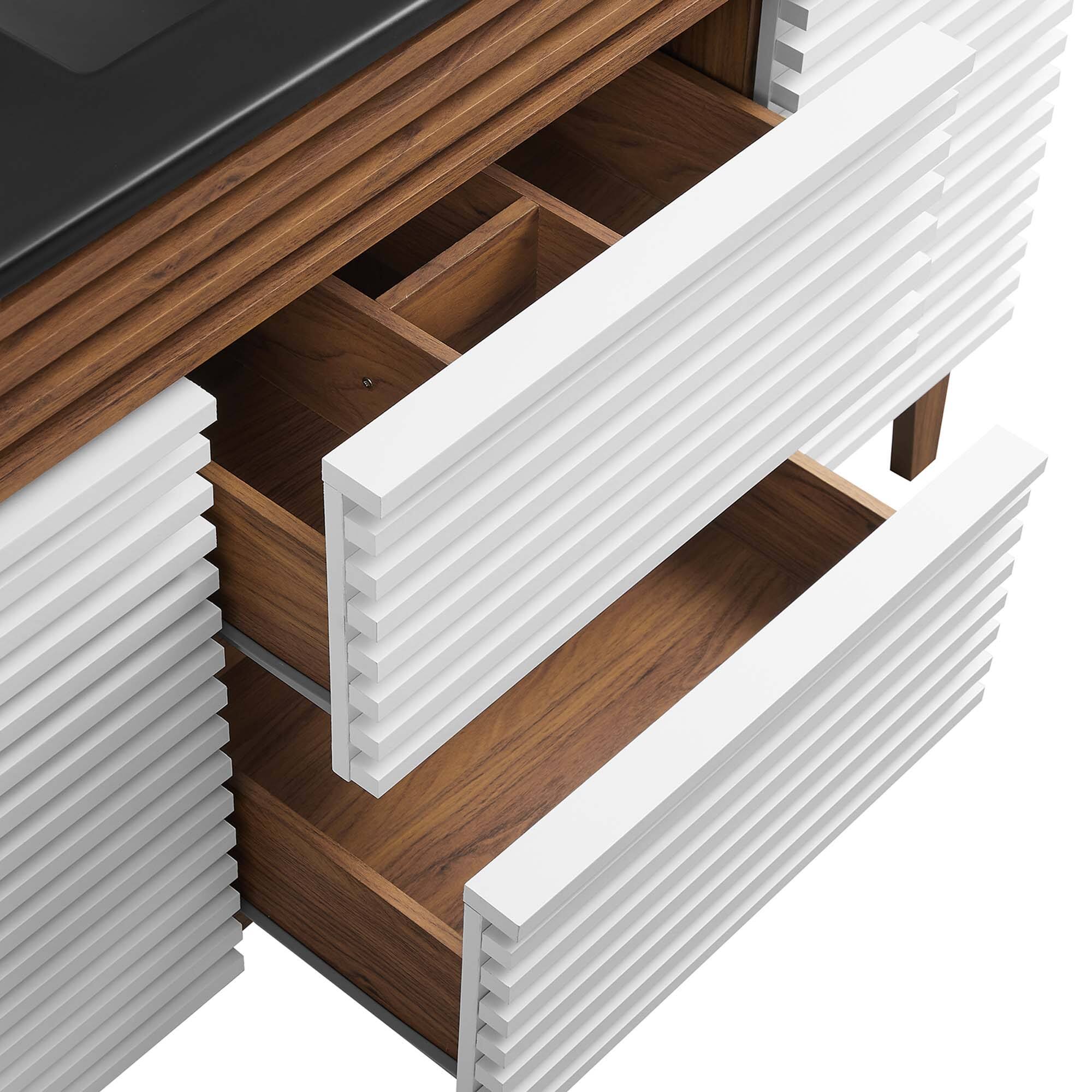 Alt View 6. Modway - Render 48" Bathroom  Vanity with Black Basin Included - White Walnut Black.