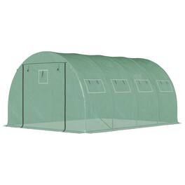 Outsunny - x 10' x 6.5' Walk-in Tunnel Greenhouse with 2 Zippered Mesh Doors & 10 Mesh Windows - Green