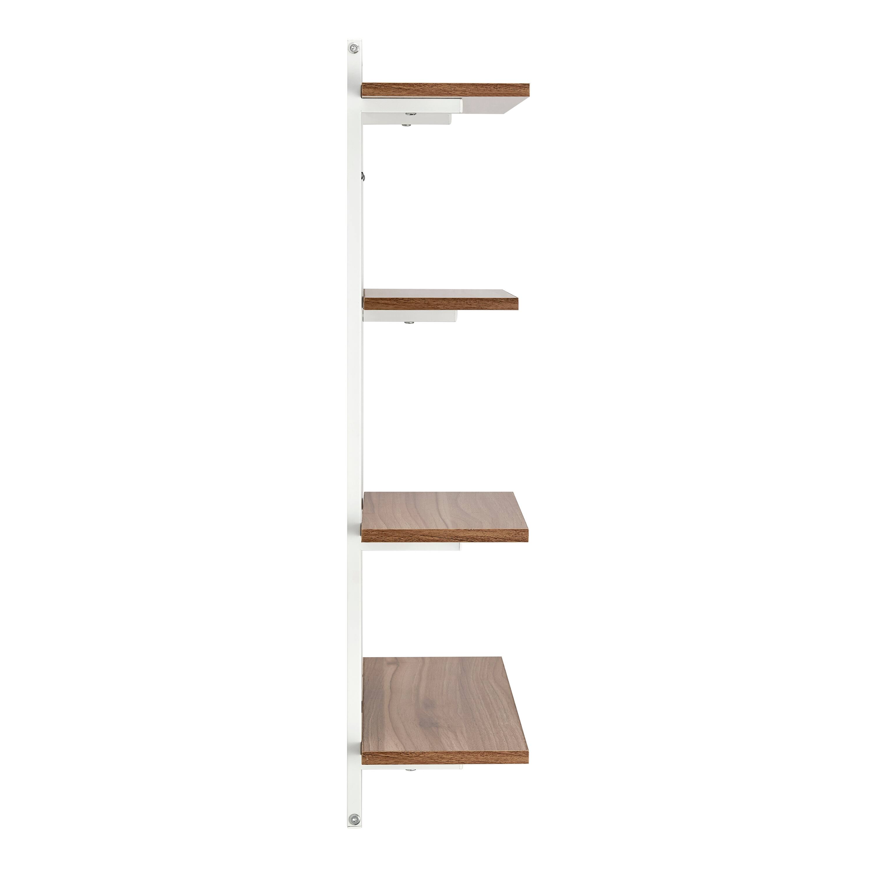 Alt View 5. Danya B - Rhodes 4 Tier Windowsill Wall Shelf - White Metal Frame and Light Walnut MDF Shelves - White, Light Walnut.