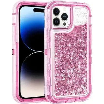 Alt View 2. Entronix - Entronix Case for iPhone 14 Pro Max - Liquid Glitter Triple-Layer Heavy Duty Protection - Red.