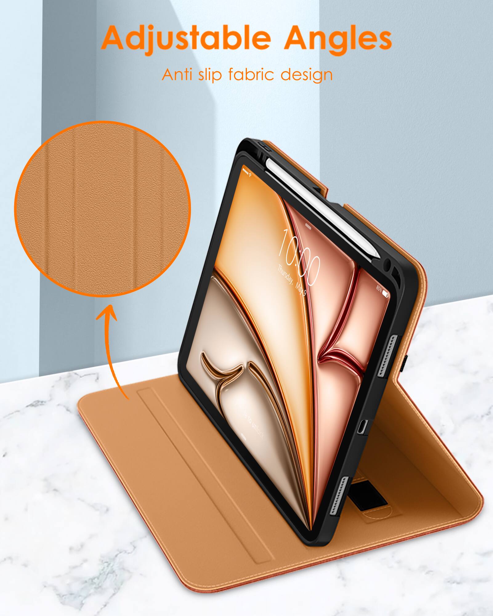 Adjustable Angles  
Anti slip fabric design  

10:00  
Thursday, Ms KN to uolock to to unioo