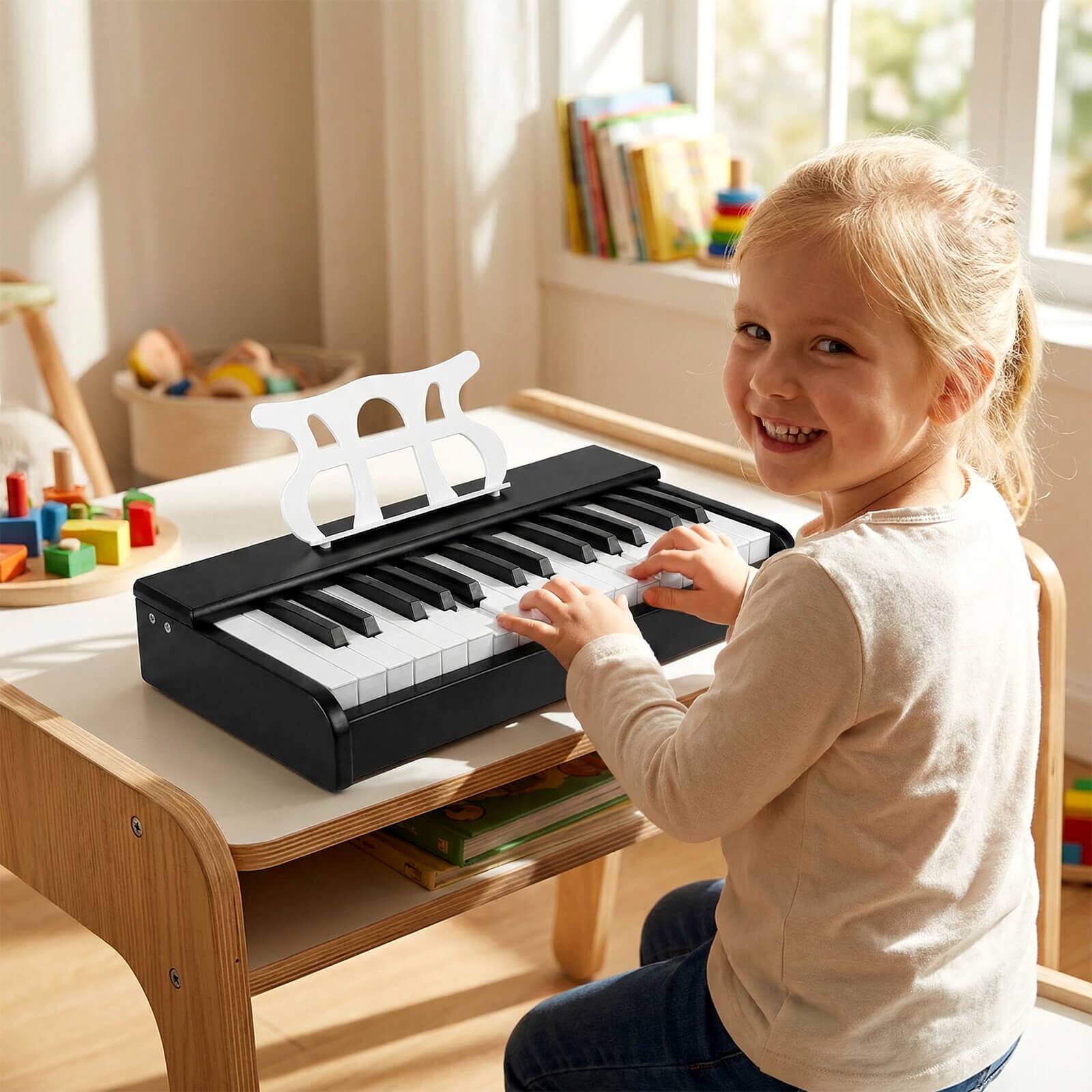 Alt View 1. Costway - Costway 30 Keys Kids Piano Keyboard with Removable Music Stand, One-key Start Function - Black.