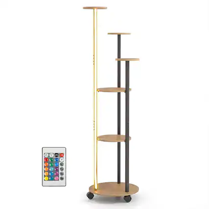 Front. Costway - Costway 6-tier Plant Stand with RGB Grow Light Adjustable Lighting Modes Remote APP Control - Natural,Black.