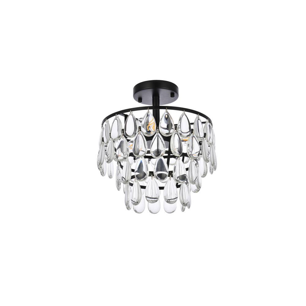 Back. Elegant Lighting - Mila 12 inch flush mount in black - Black.
