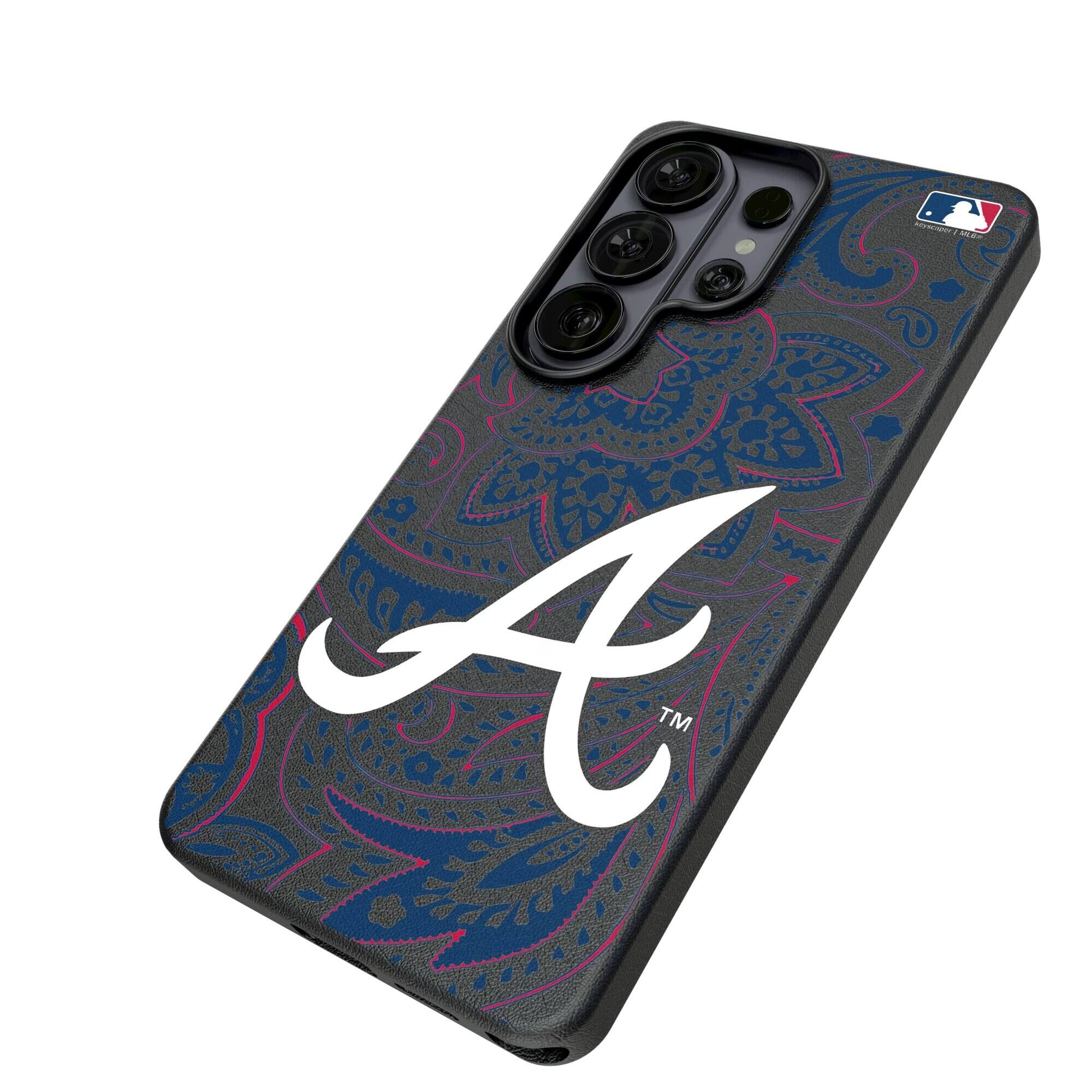Alt View 1. Keyscaper - Atlanta Braves Paisley Galaxy Magnetic Bump Case - S25 Plus - Black.