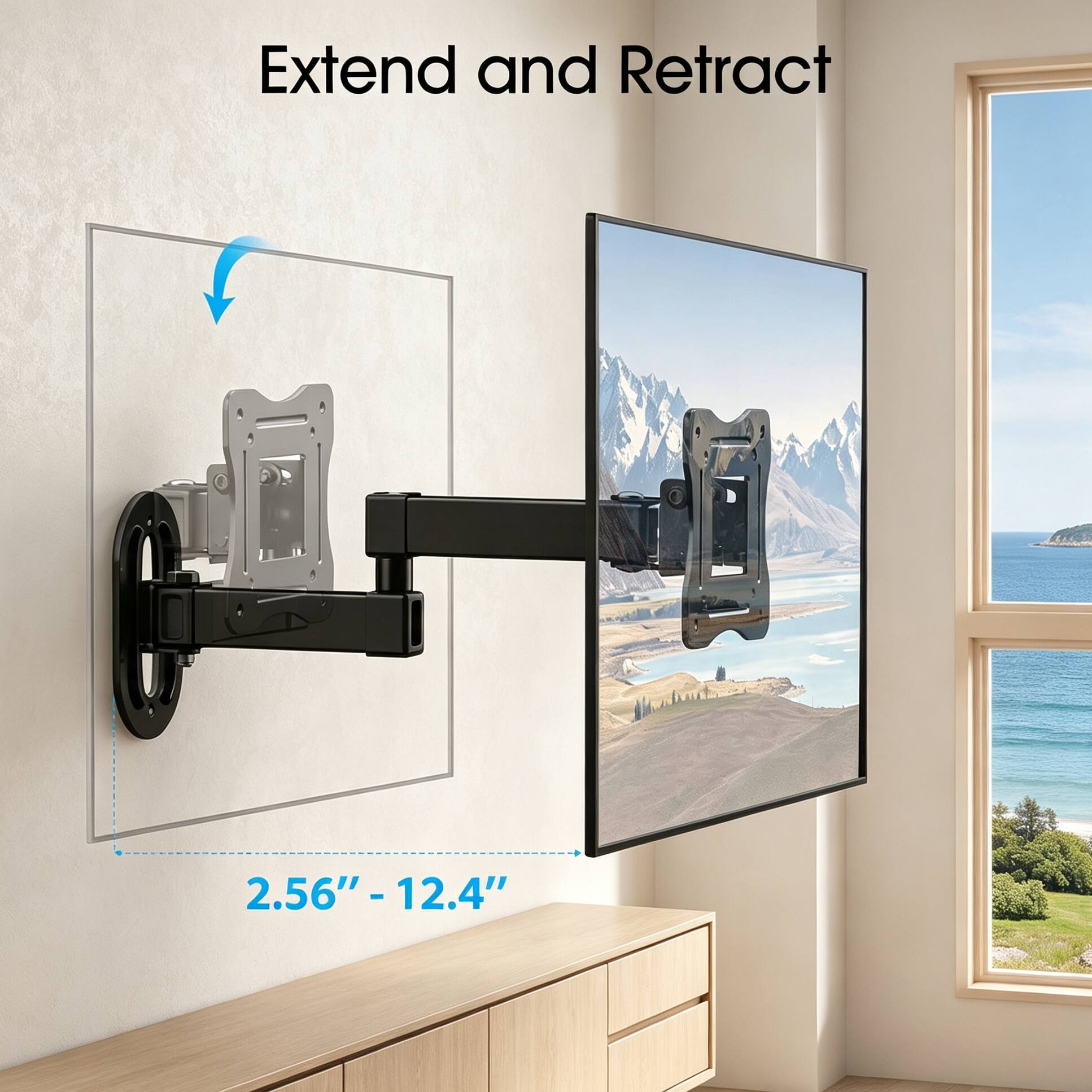 Extend and Retract  
2.56" - 12.4"