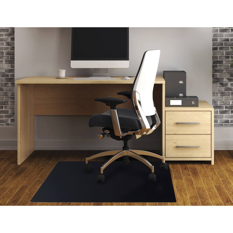 Alt View 1. Floortex - Advantagemat Black Vinyl Rectangular Chair Mat for Hard Floor - 48" x 60" - Black.