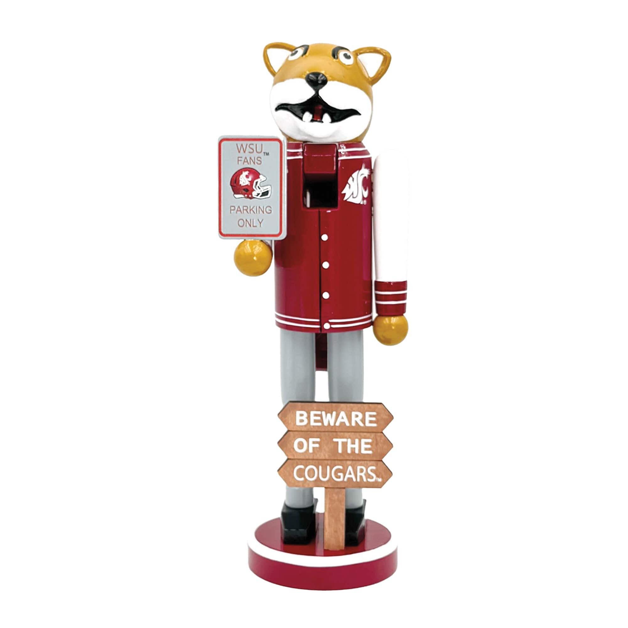 Santa's Workshop - Washington State Cougars 12" Beware Nutcracker - Red