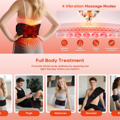 Morfone 660nm & 850nm red light therapy belt, used for body heating, vibration massage, and relief of muscle pain Black M012 - Best Buy Morfone 660nm & 850nm red light therapy belt, used for body heating, vibration massage, and relief of muscle pain Black M012 - Best Buy