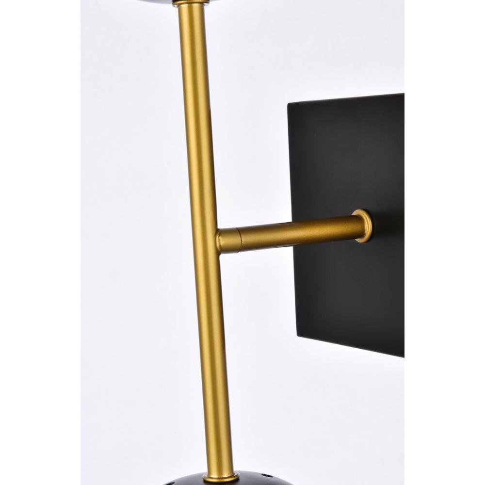 Back. Living District - Neri 2 lights black and brass and clear glass wall sconce - Black And Brass And Clear.