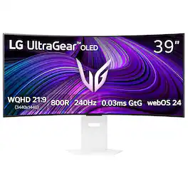 LG - UltraGear 39" OLED Curved WQHD 240Hz 0.03ms G-Sync/FreeSync Premium Smart Gaming Monitor with DisplayHDR 400 TRUE BLACK - White