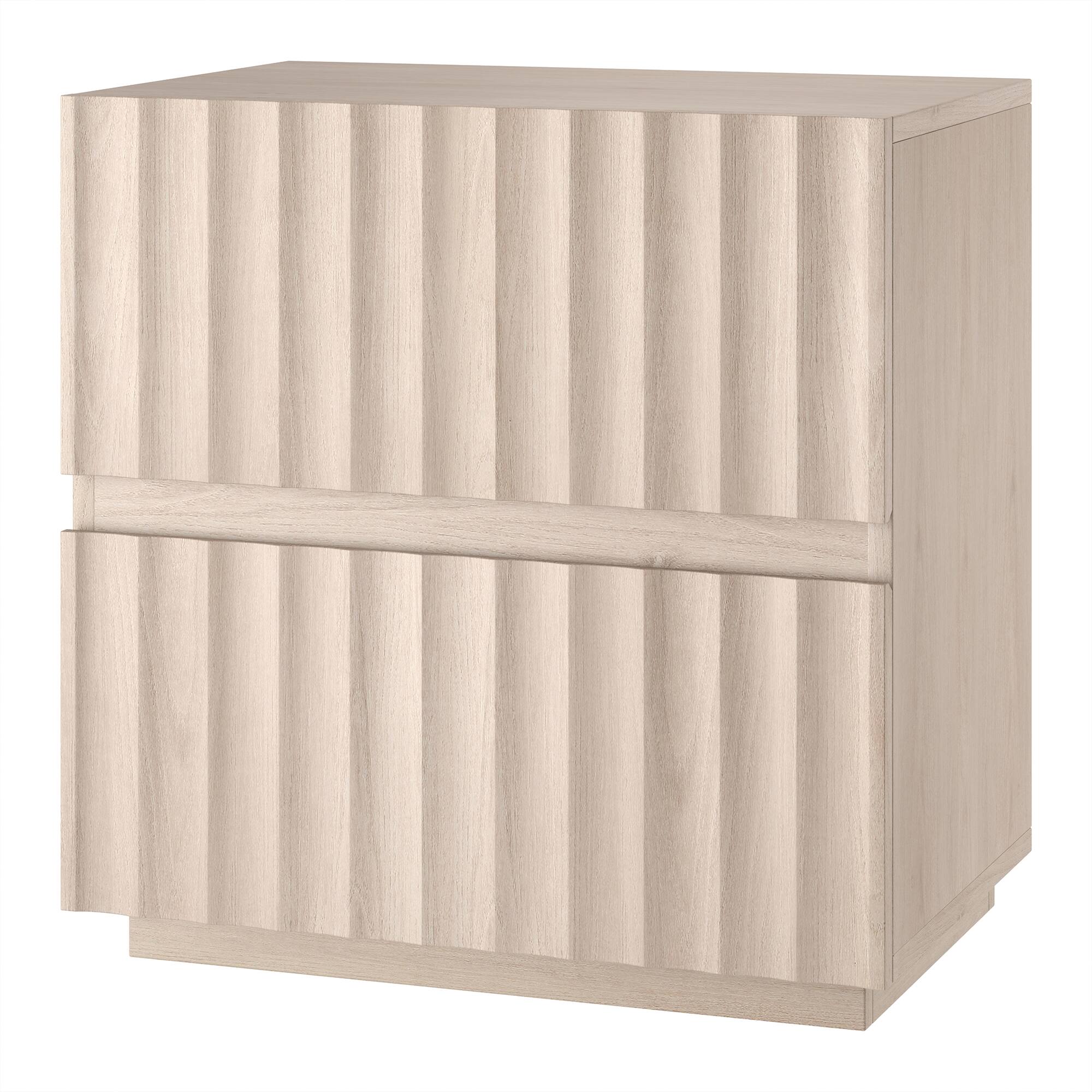 Left. Hudson&Canal - Jaylen 24" Wide Rectangular Fluted Nightstand in Alder White - White.